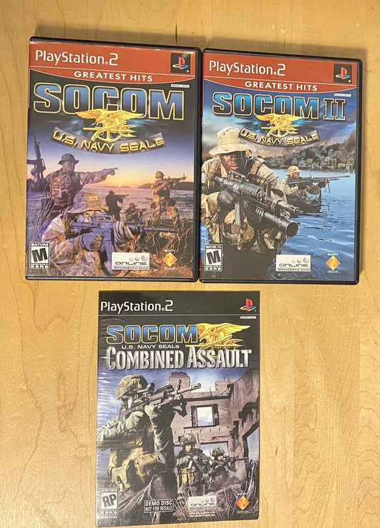 SOCOM: US Navy Seals 1, 2 & Sealed Demo Lot (PlayStation 2) PS2 All CIB & Tested