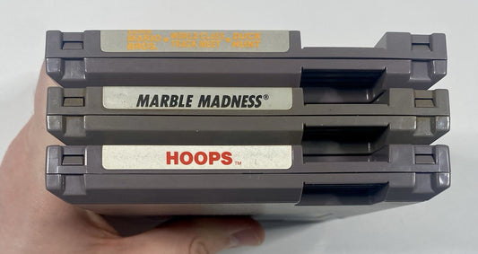NES 3 Game Lot Bundle. Mario/Duck Hunt/Track Meet, Hoops, Marble Madness. Tested