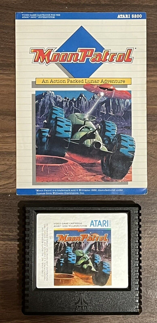 Atari 5200 Moon Patrol Video Game Cartridge & Manual 1983 Tested!