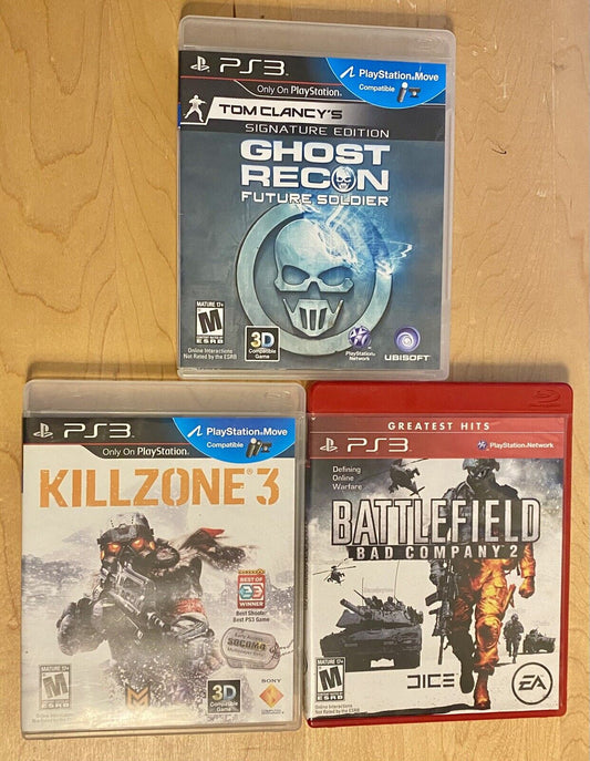Sony Playstation 3 PS3 3 Game Bundle, Shooter Genre, All CIB And Tested Working