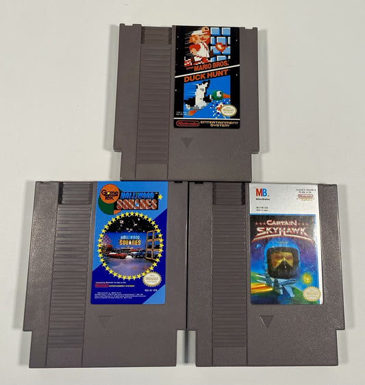 NES 3 Game Lot Bundle. Mario/Duck Hunt, Hollywood Squares, Captain Skyhawk Works
