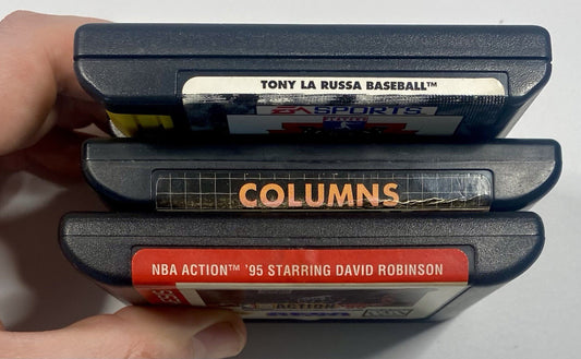 Sega Genesis 3 Game Lot Bundle Columns, Tony La Russa Baseball, NBA Action 95