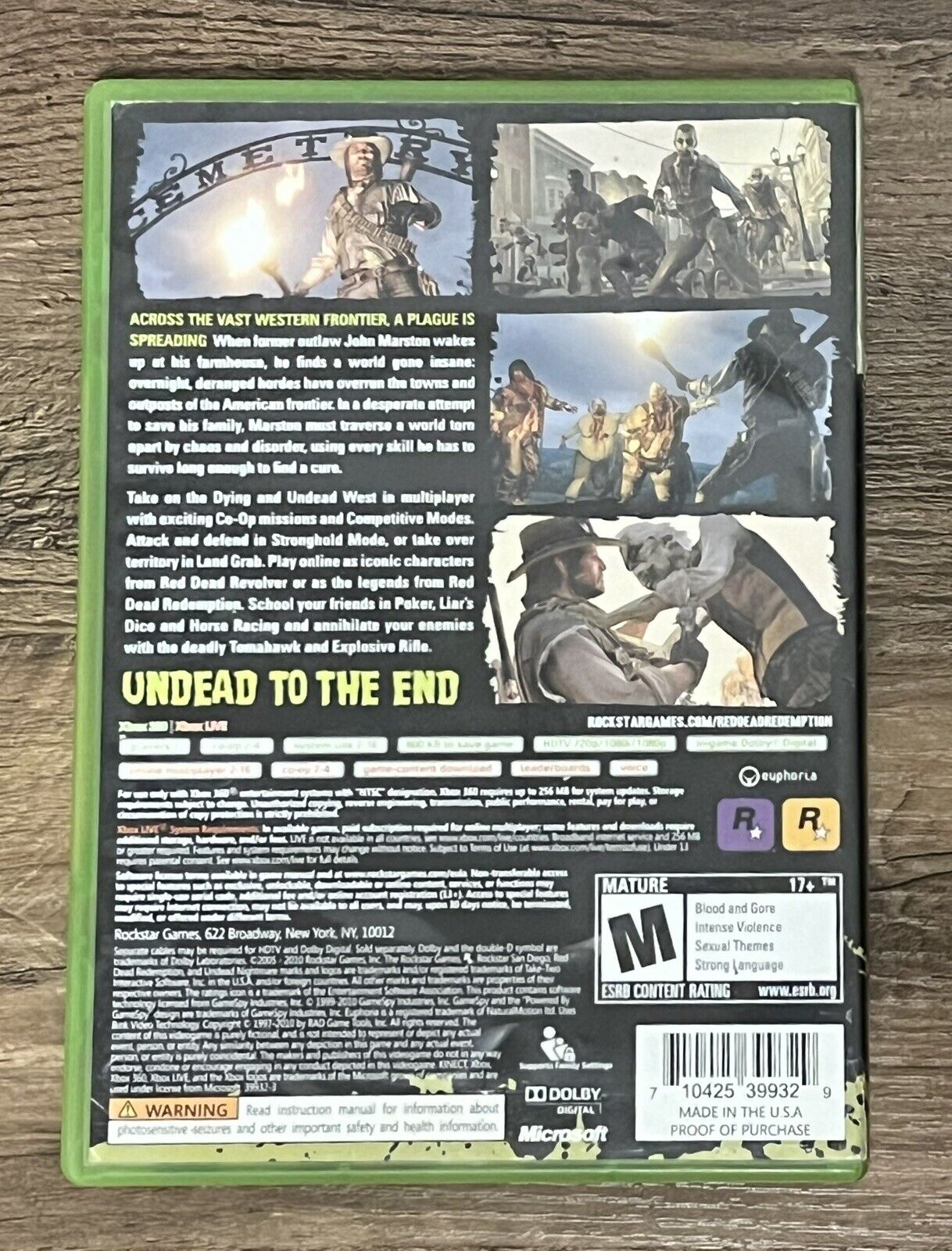 Red Dead Redemption Undead Nightmare (Xbox 360, 2010) With Manual, No Map
