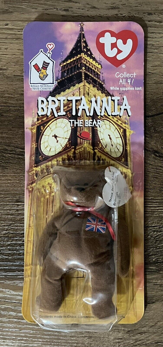 Britannia The Bear-1996 McDonalds Ty Beanie Baby with Rare Errors 1993, OakBrook