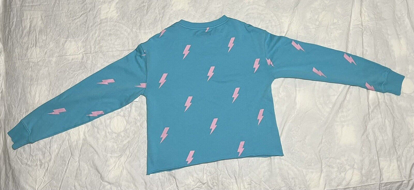 Spiritual Gangster Mazzy Pullover Sweater Blue Lightning Long Sleeve Causal