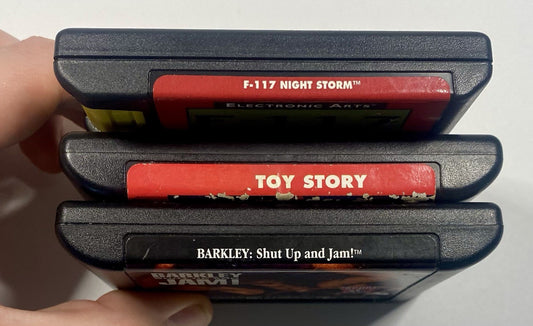 Sega Genesis 3 Game Lot Bundle Toy Story, F-177 Night Storm, Barkley Shut Up Jam
