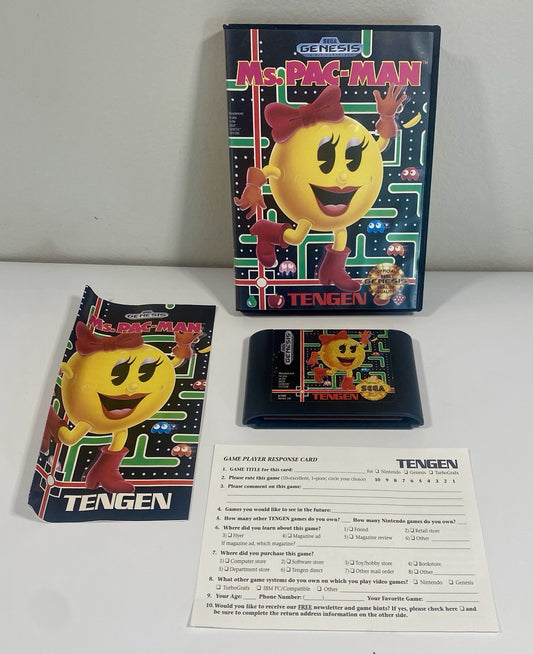 MS. Pac-Man (Sega Genesis, 1991) CIB W Manual & Reg Card, Authentic, Tested