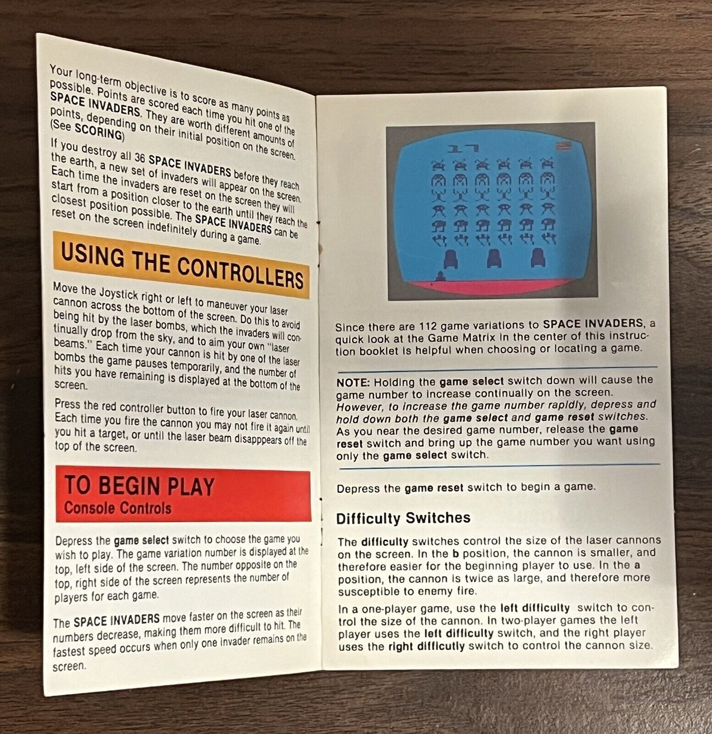 Space Invaders Picture Label~ Atari 2600 Game And Manual Tested Works