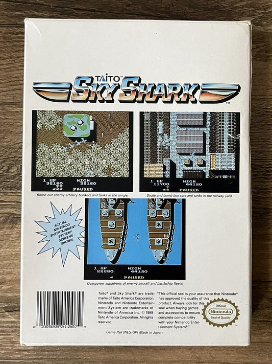 Sky Shark (Nintendo Entertainment System, 1989) NES, Tested, In Box, No Manual