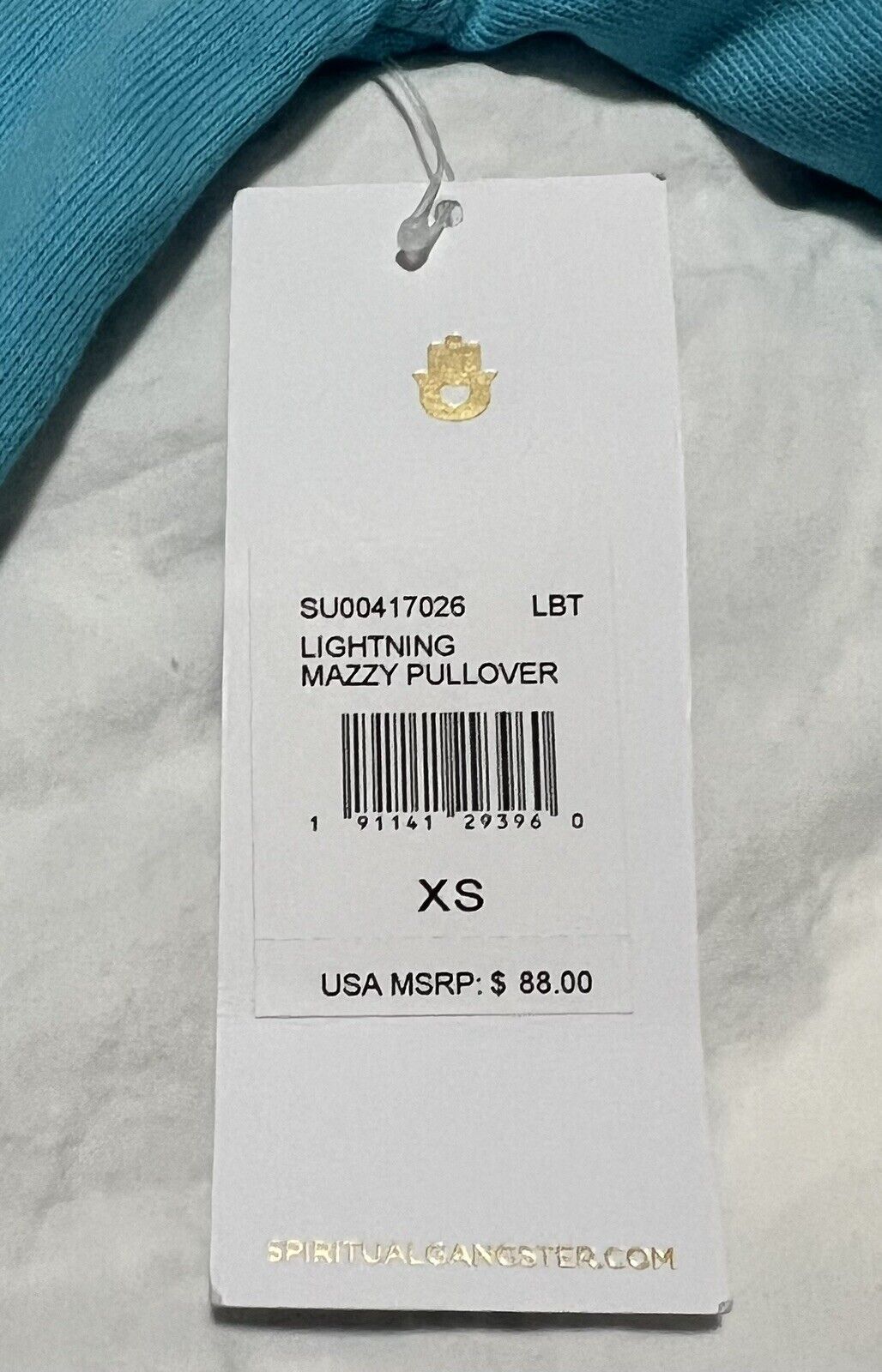Spiritual Gangster Mazzy Pullover Sweater Blue Lightning Long Sleeve Causal