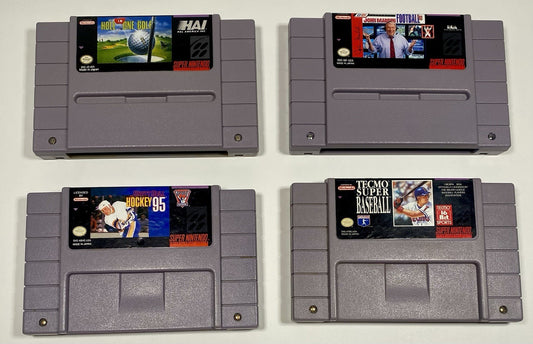 Super Nintendo SNES Bundle Lot Of 4 Sports Games Baseball, Madden, Hockey, Golf