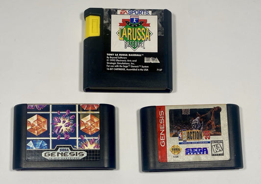 Sega Genesis 3 Game Lot Bundle Columns, Tony La Russa Baseball, NBA Action 95