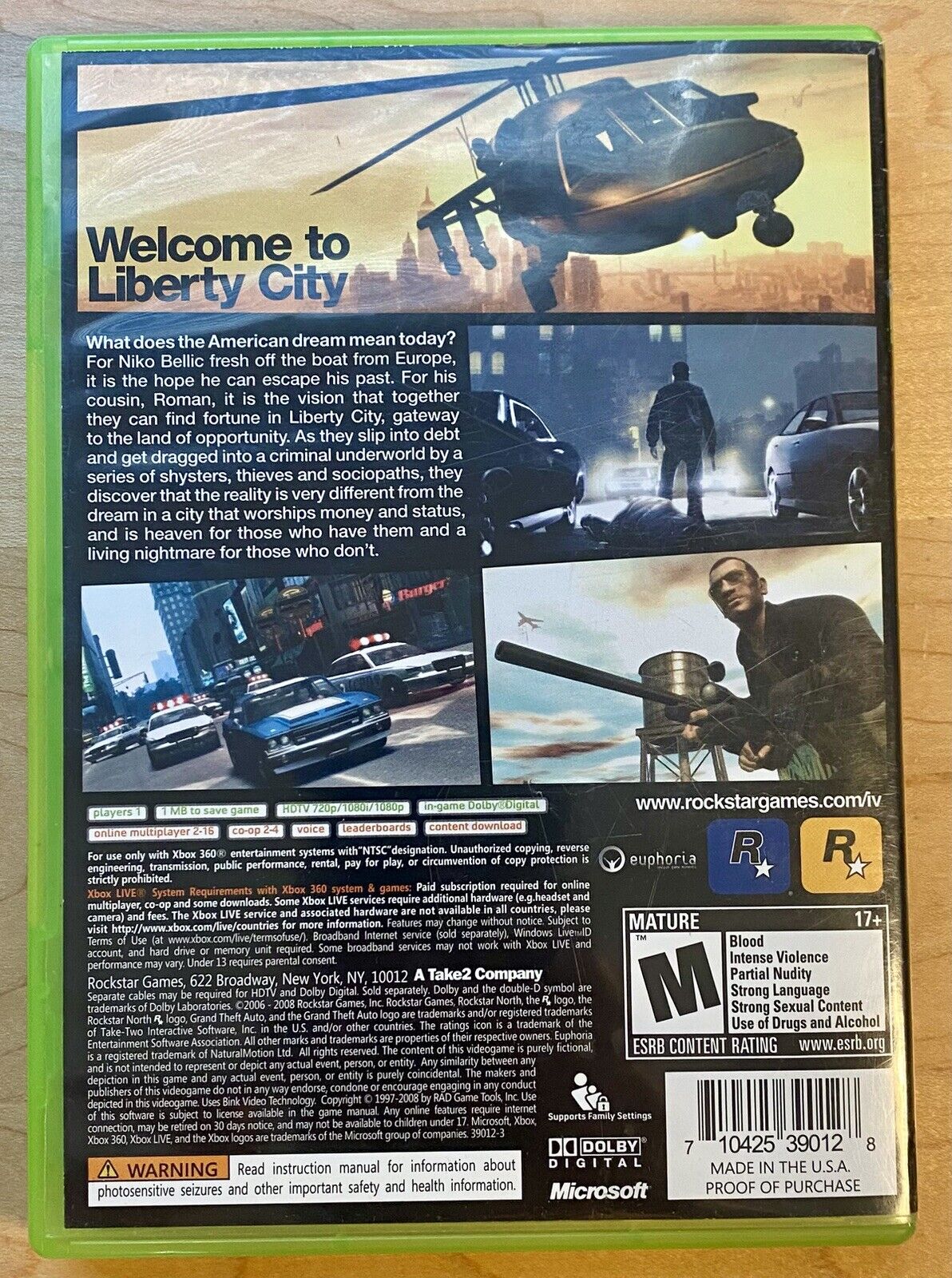 Grand Theft Auto IV (Xbox 360, 2008) CIB W/ Map & Manual, Authentic & Tested