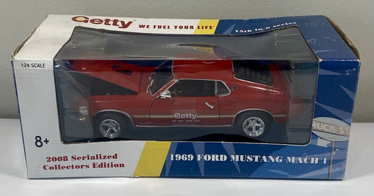 1969 FORD MUSTANG MACH 1 DIECAST 1:24 ERTL Getty Gasoline Oil, In Box