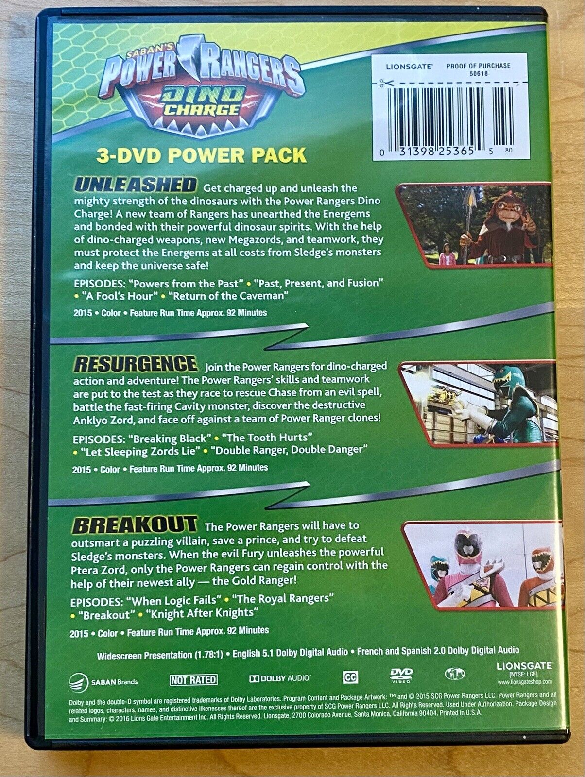 Power Rangers: Dino Charge (DVD), Tested