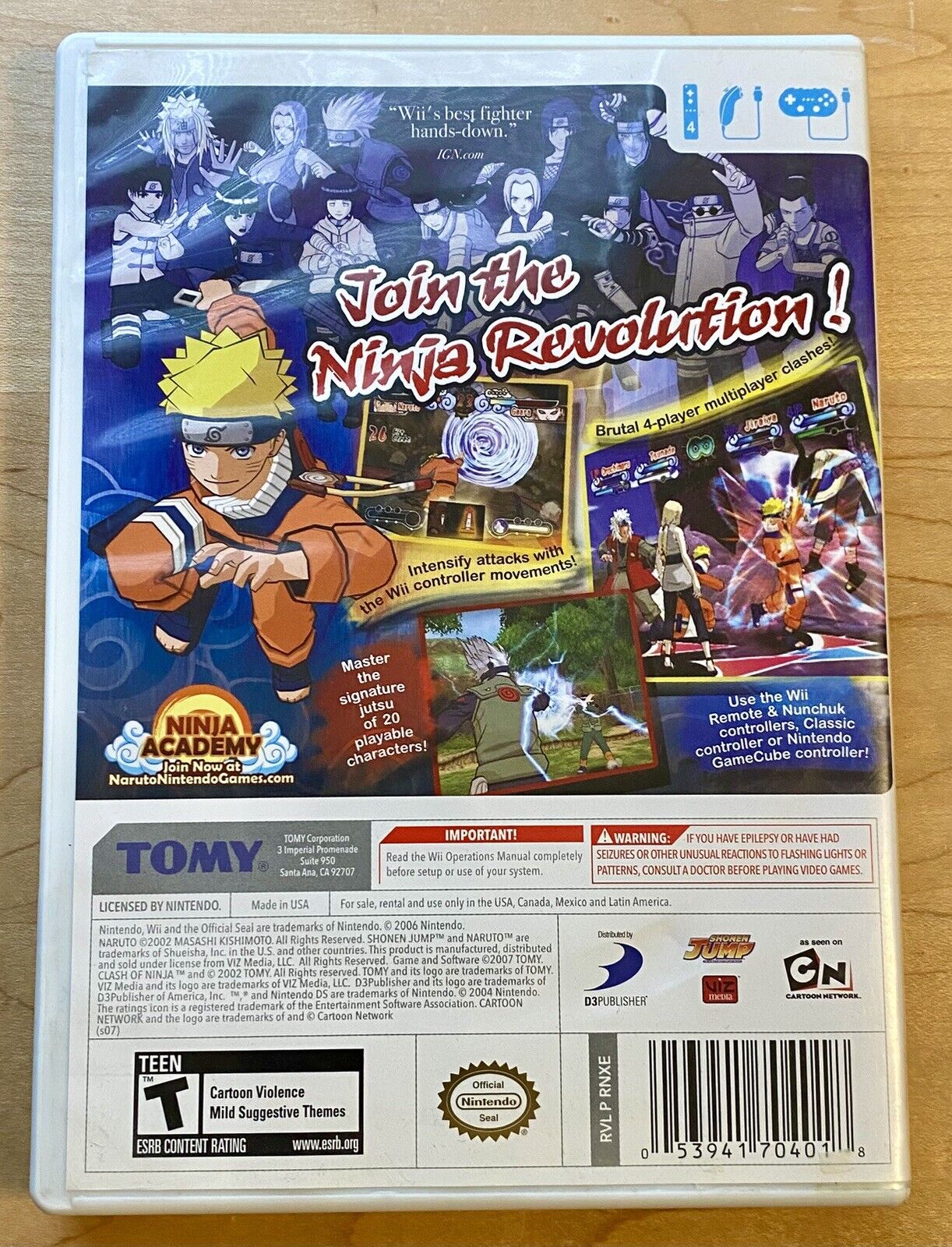 Naruto: Clash of Ninja Revolution (Nintendo Wii 2007) Complete w/ Manual, Tested