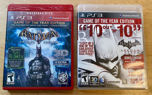 Batman Arkham Asylum & Arkham City (PlayStation 3) PS3, Both CIB, Tested & Works