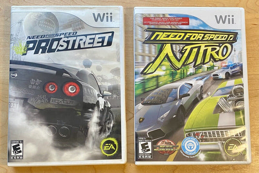 Need for Speed: Nitro & ProStreet (Nintendo Wii) Both CIB W/ Manual And Tested