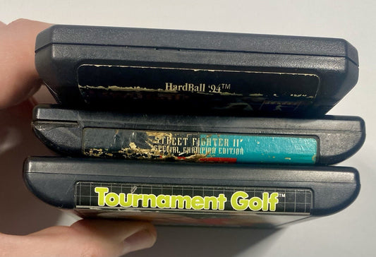 Sega Genesis 3 Game Lot Bundle Street Fighter II, Hardball 94, Tournament Golf