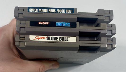 NES 3 Game Lot Bundle. Mario/Duck Hunt, Silent Service, Gloveball. All Tested