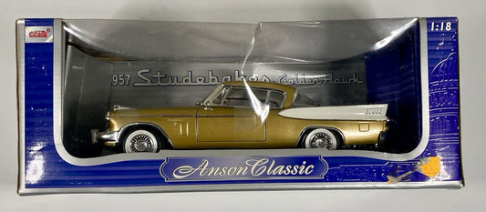 1957 Studebaker Golden Hawk (1:18) Gold/Ivory Diecast (SEALED), Anson Industries