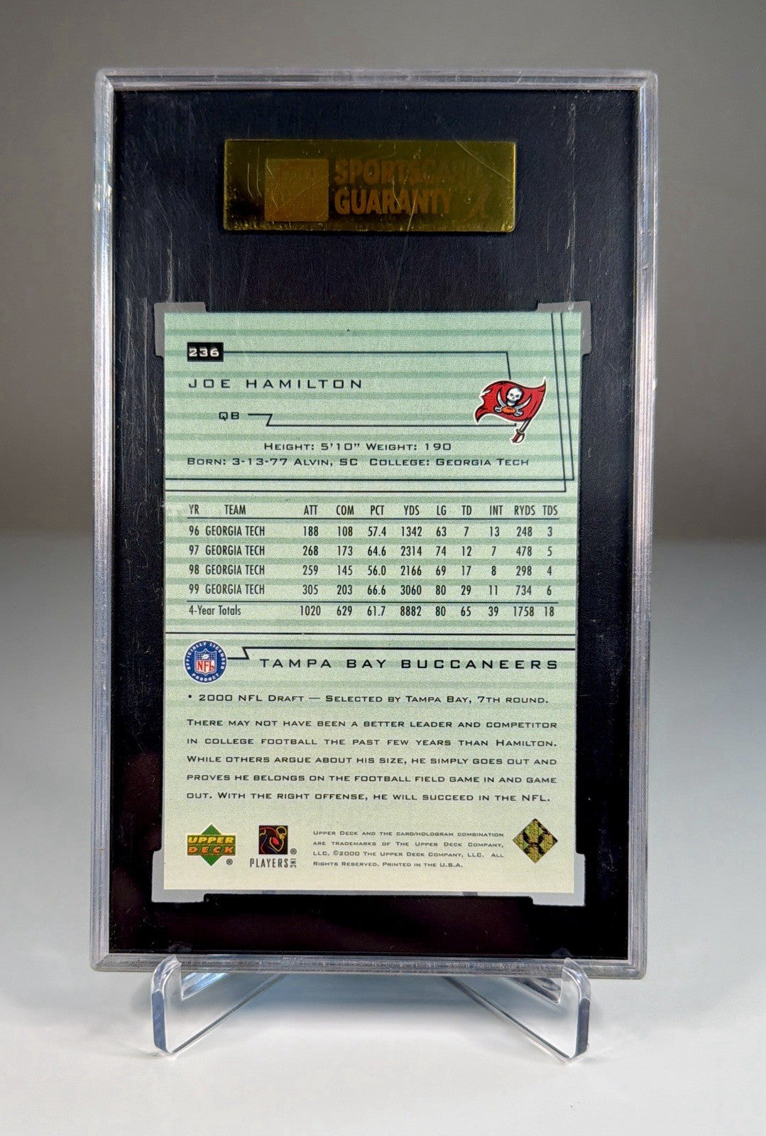 2000 Upper Deck Encore #236 Joe Hamilton RC Rookie SGC 92 NM/MT+ 8.5