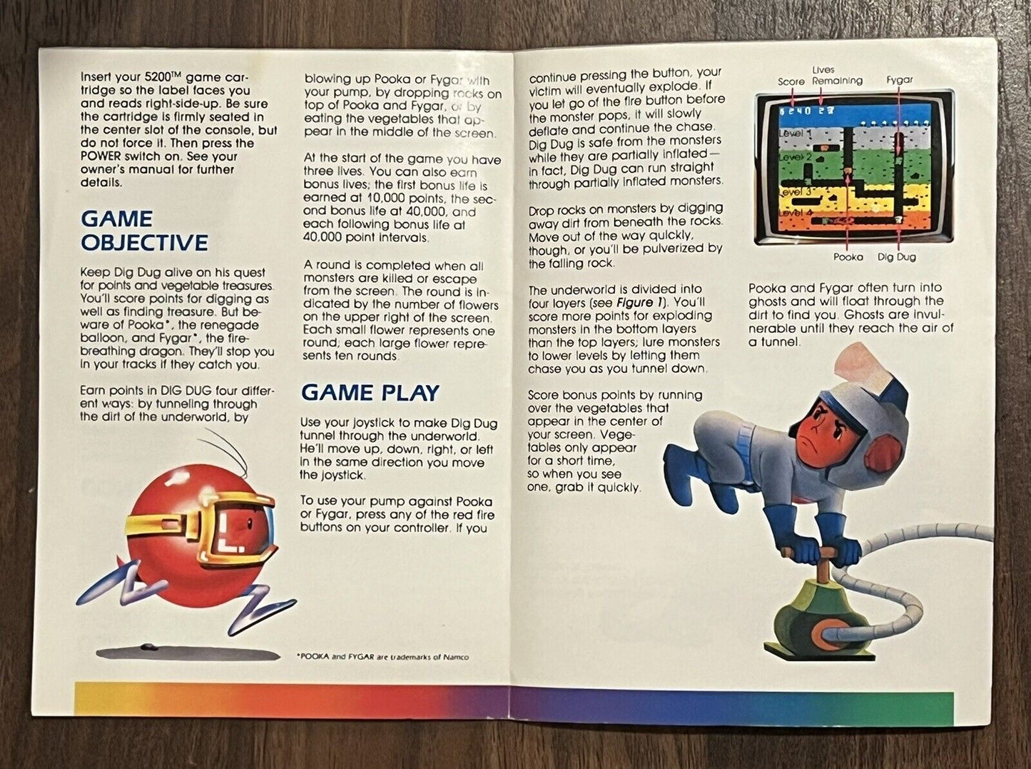 Dig Dug Atari 5200 1983 Namco Video Game Cartridge With Manual, Tested!