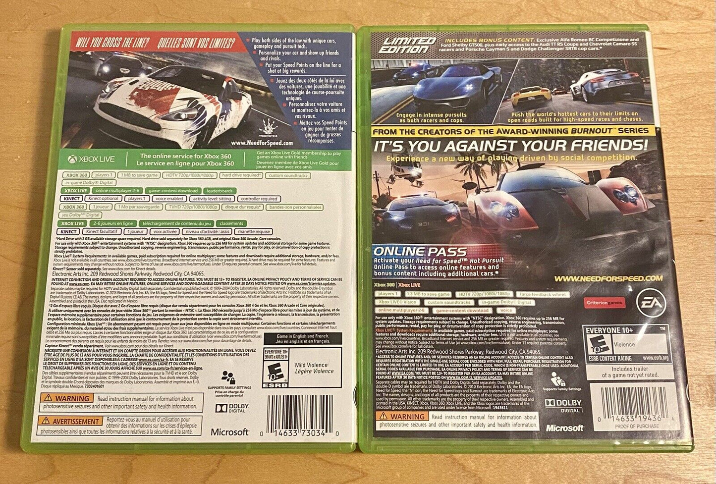 Need for Speed: Rivals & Hot Pursuit Bundle (Xbox 360) Authentic, Tested & Works
