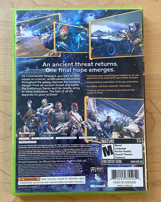 Mass Effect 1 & 2 (Microsoft Xbox 360, 2007 & 2010) Authentic & Tested