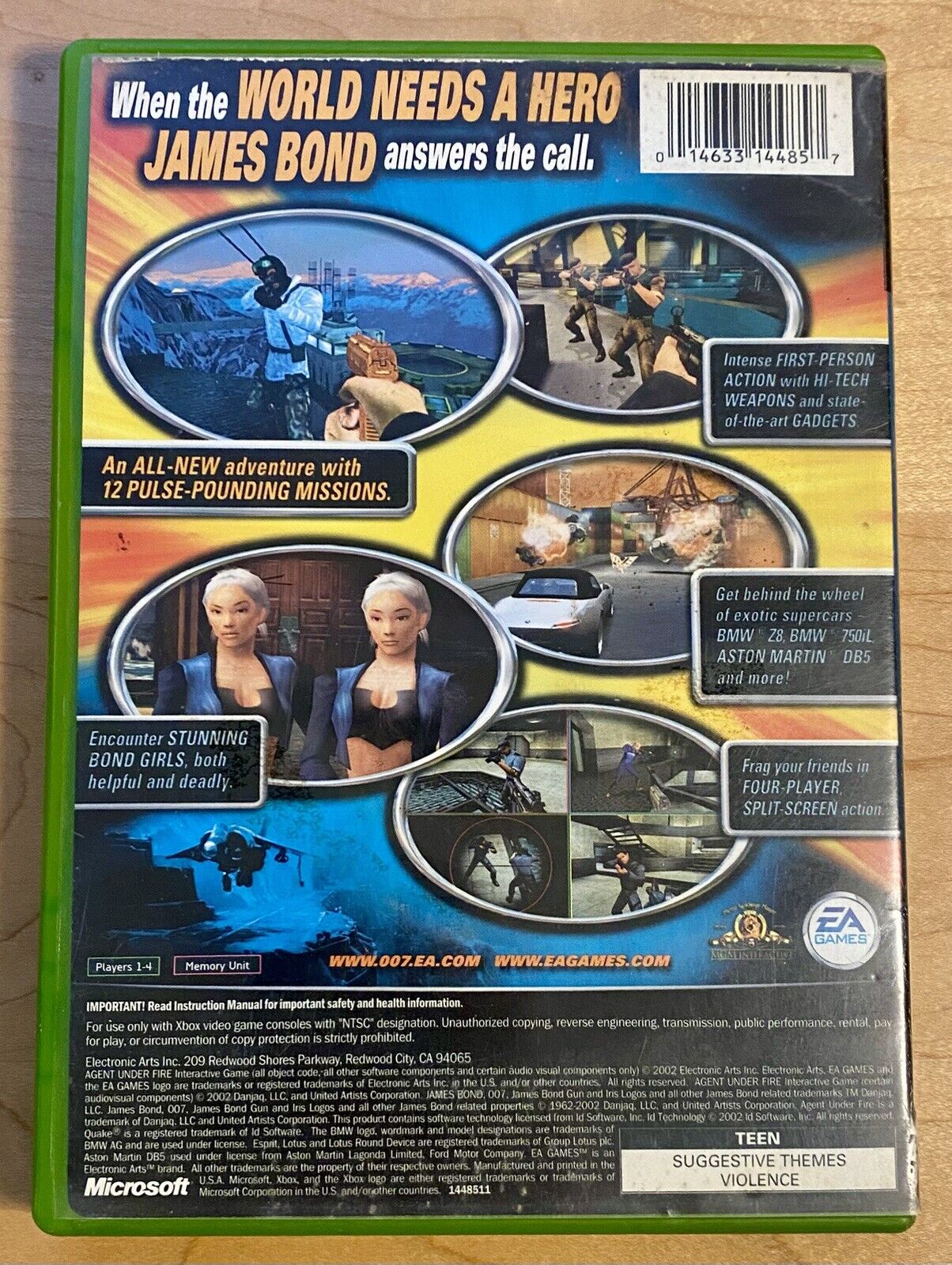 James Bond 007 Agent Under Fire (Microsoft Xbox, 2002) CIB W/ Manual & Reg Card