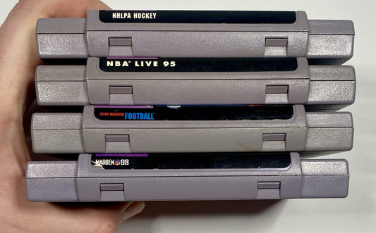Super Nintendo SNES Bundle Lot Of 4 Sports Games NBA, Madden, Hockey. All Tested