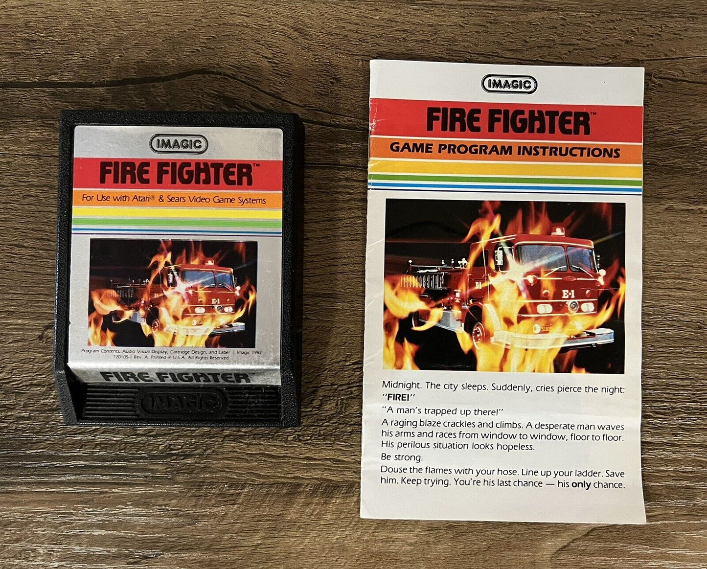 Fire Fighter (Atari 2600, Imagic) Cartridge + Manual , Clean Tested Works
