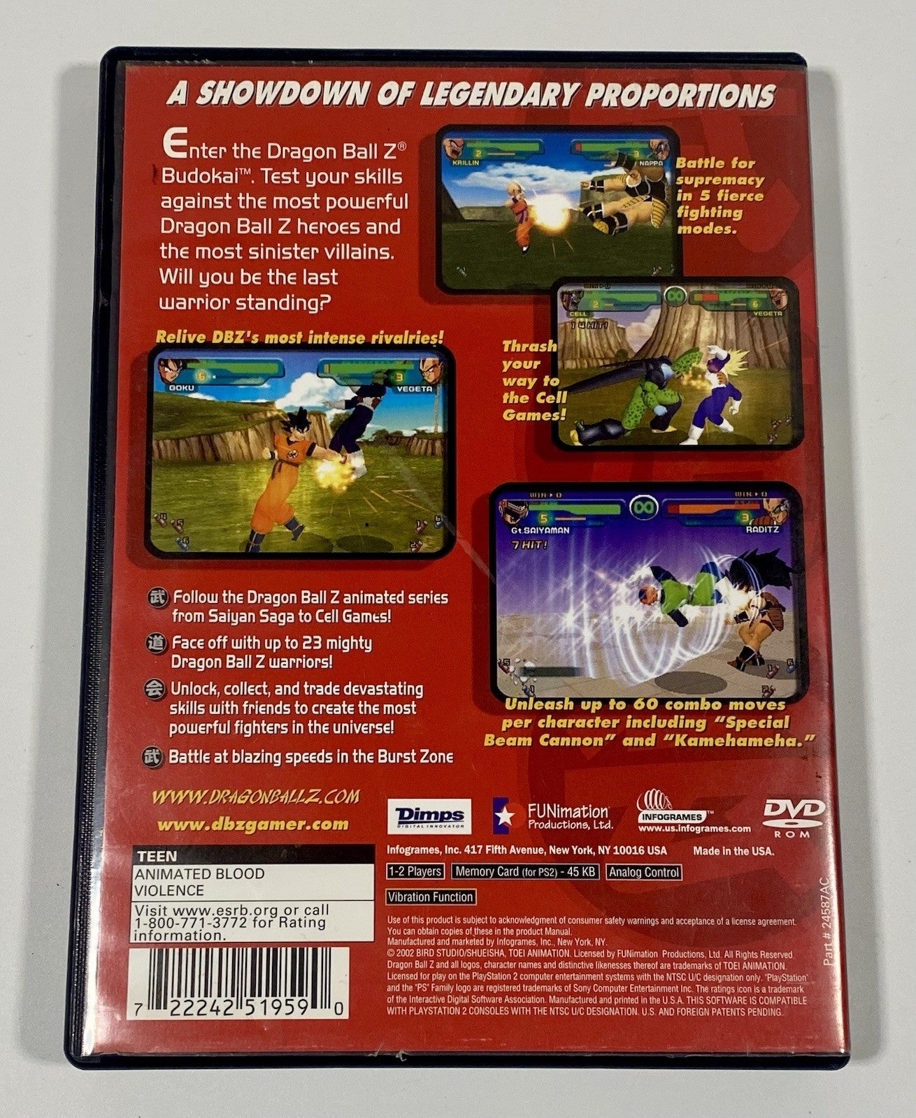 Dragon Ball Z: Budokai (Sony PlayStation 2, 2002) PS2 CIB W/ Manual, Tested