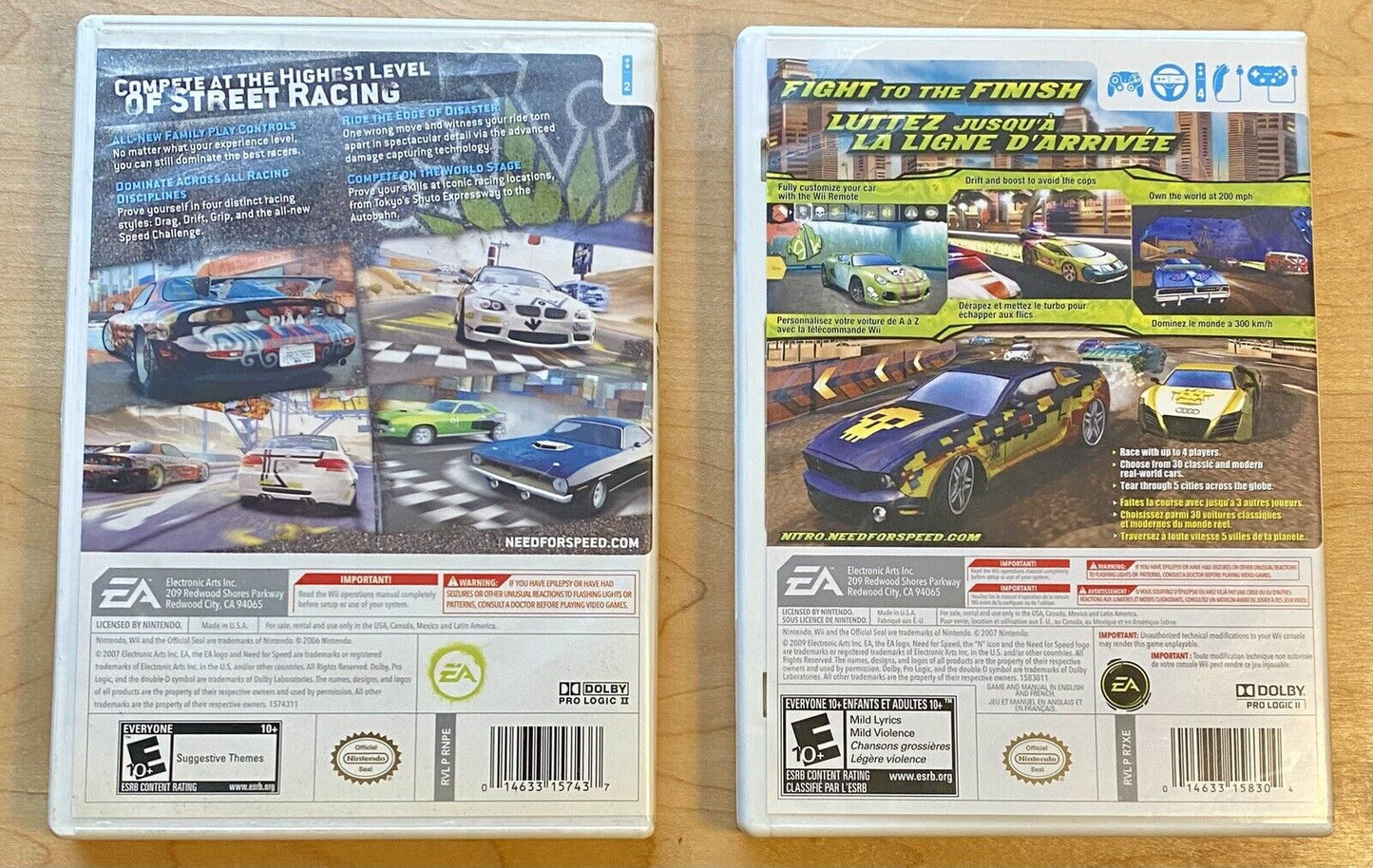 Need for Speed: Nitro & ProStreet (Nintendo Wii) Both CIB W/ Manual And Tested