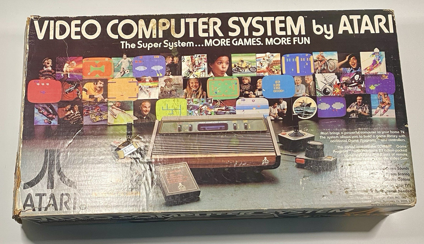 Atari 2600 Console CIB W/ Joysticks, Paddles, Manual, Combat Game & More! Tested