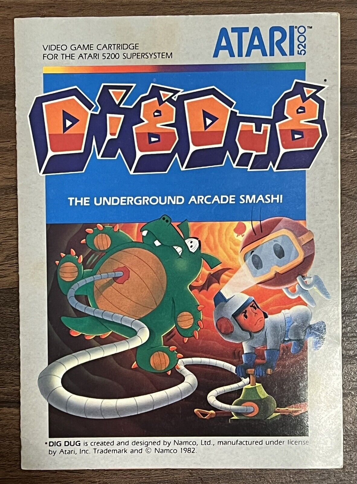 Dig Dug Atari 5200 1983 Namco Video Game Cartridge With Manual, Tested!