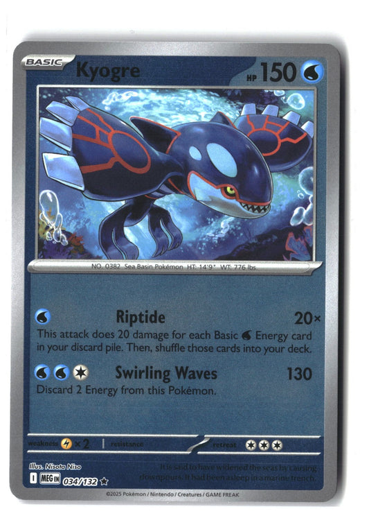 Kyogre Reverse Holofoil NM (Mega Evolution 034/132)