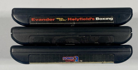 Sega Genesis 3 Game Lot Bundle Sonic 2, Jeopardy! & Evander Helyfield’s Boxing