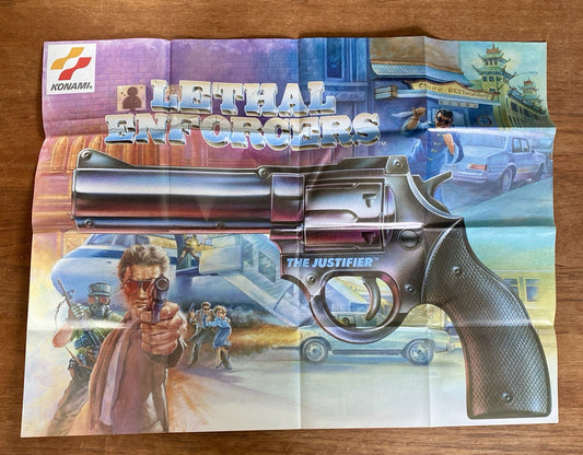 LETHAL ENFORCERS Sega CD Genesis KONAMI 1993 Game Promo Insert Poster No Rips