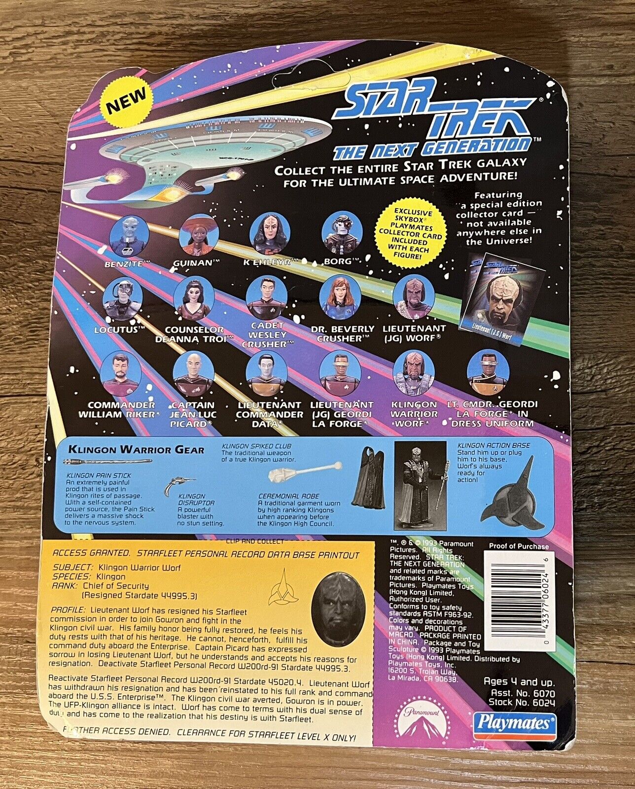 Star Trek The Next Generation * WORF * Warrior 5" Action Figure Playmates 1993