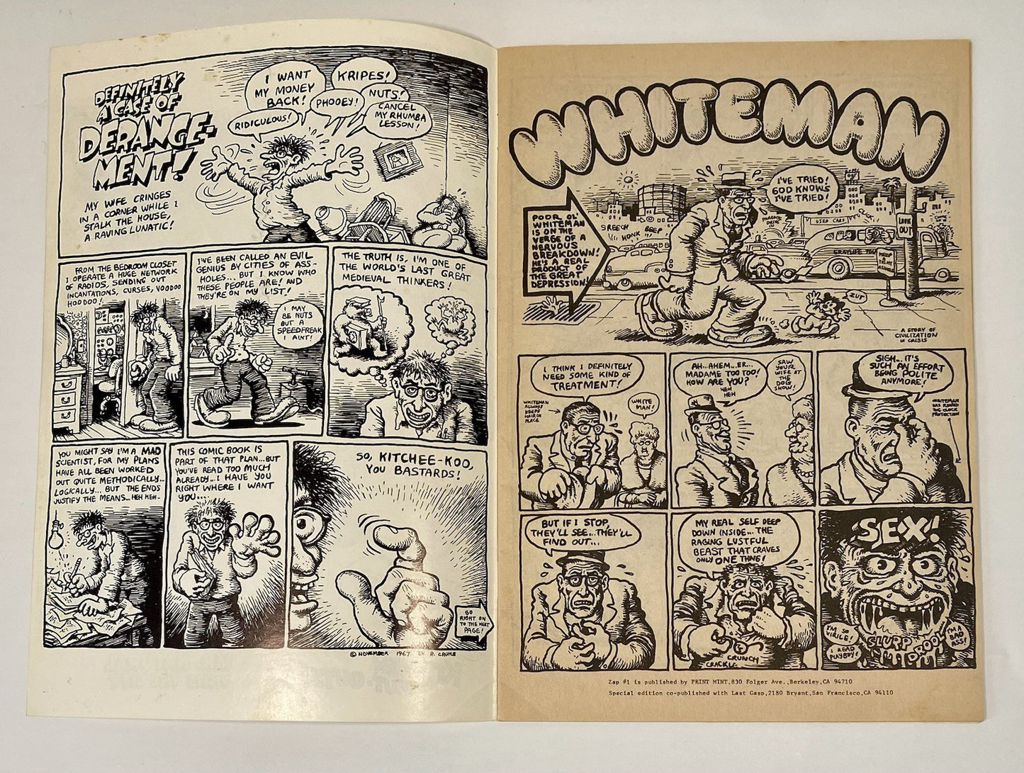 ZAP COMIX No. 1 One Apex Novelties 7th Print R Crumb robert 196