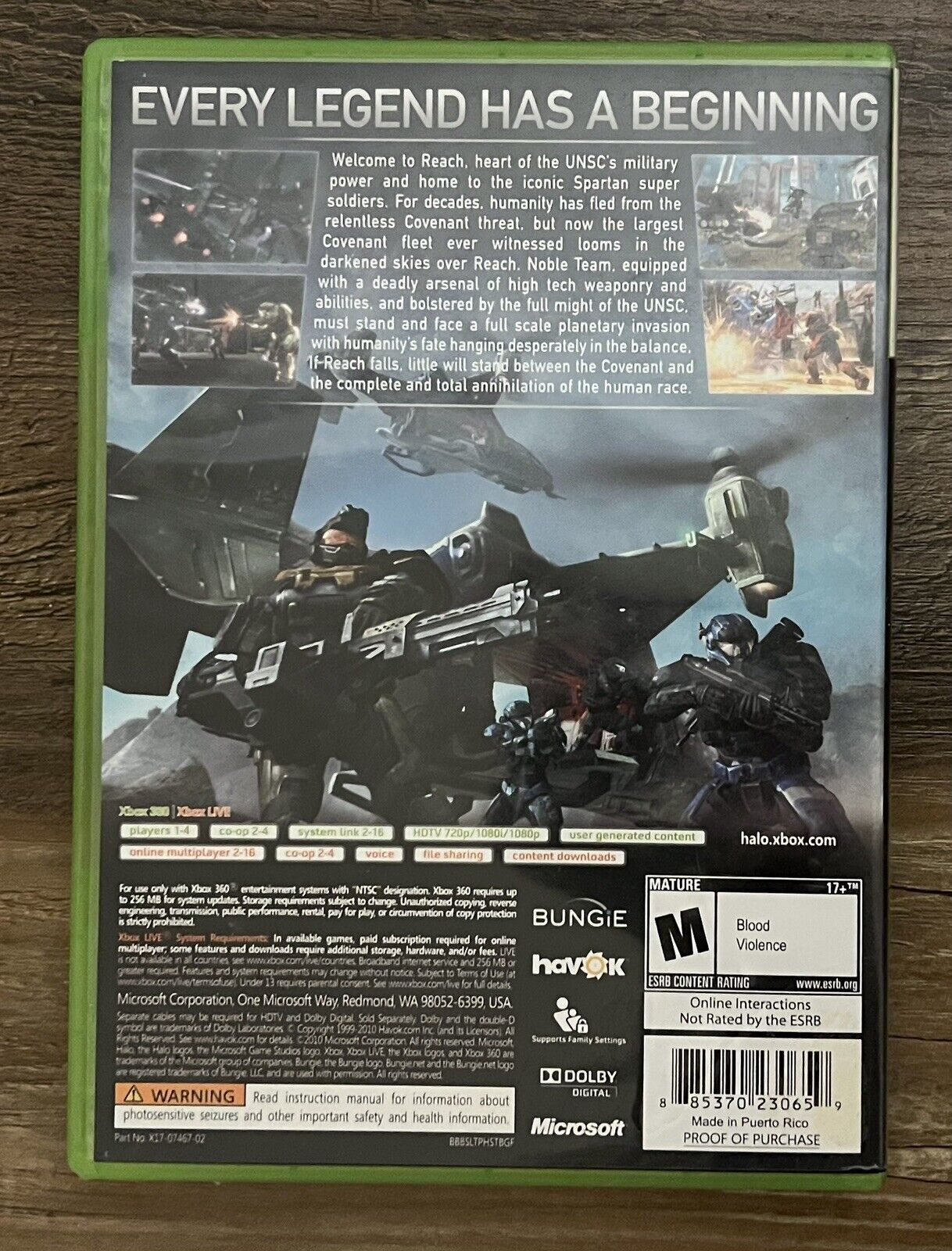 Halo Reach (Xbox 360, 2010) CIB Complete w/ Manual Tested