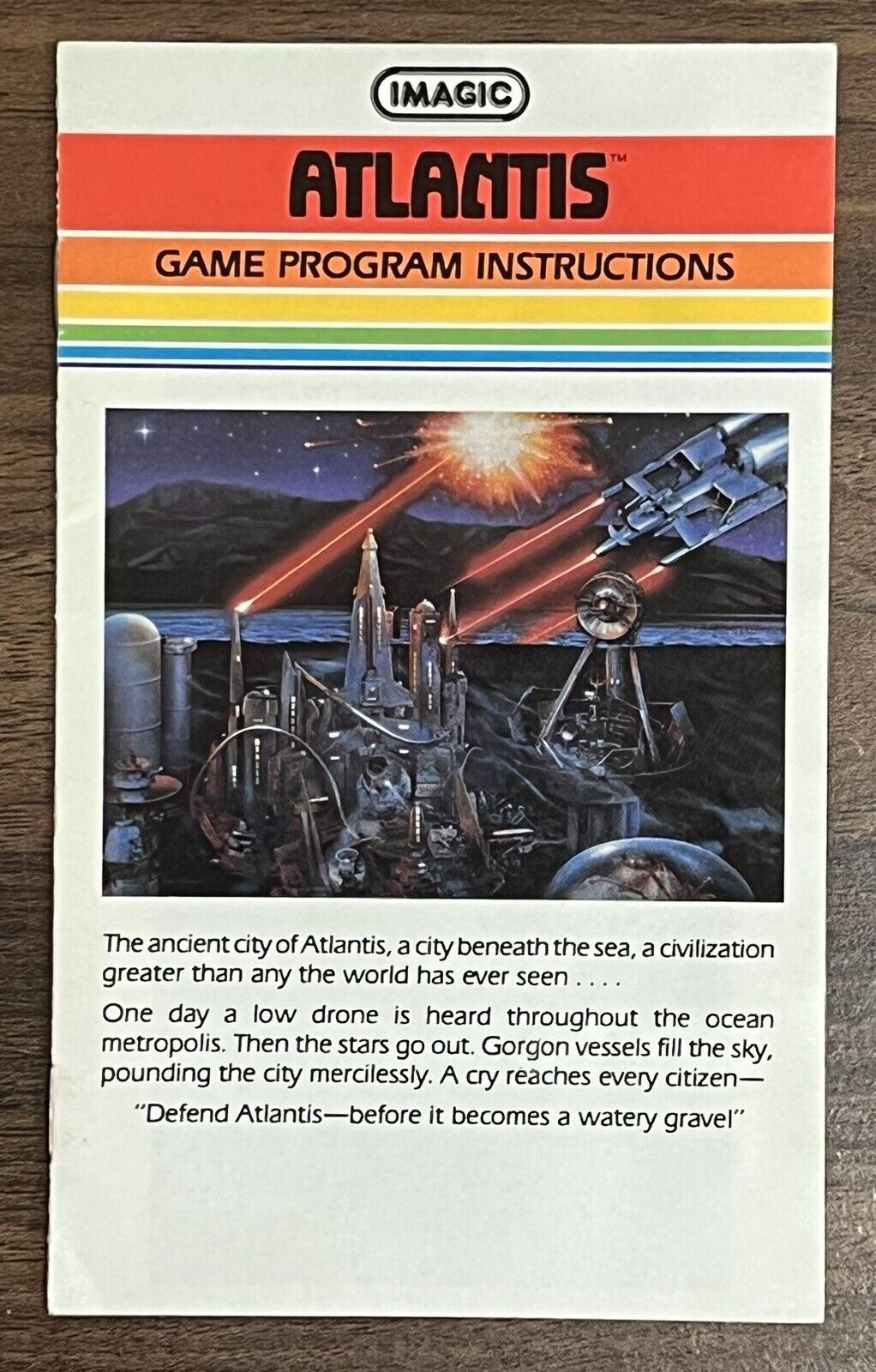 Atlantis ATARI 2600 Video Game Cartridge & Manual 1982 Tested & Works!