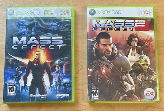 Mass Effect 1 & 2 (Microsoft Xbox 360, 2007 & 2010) Authentic & Tested