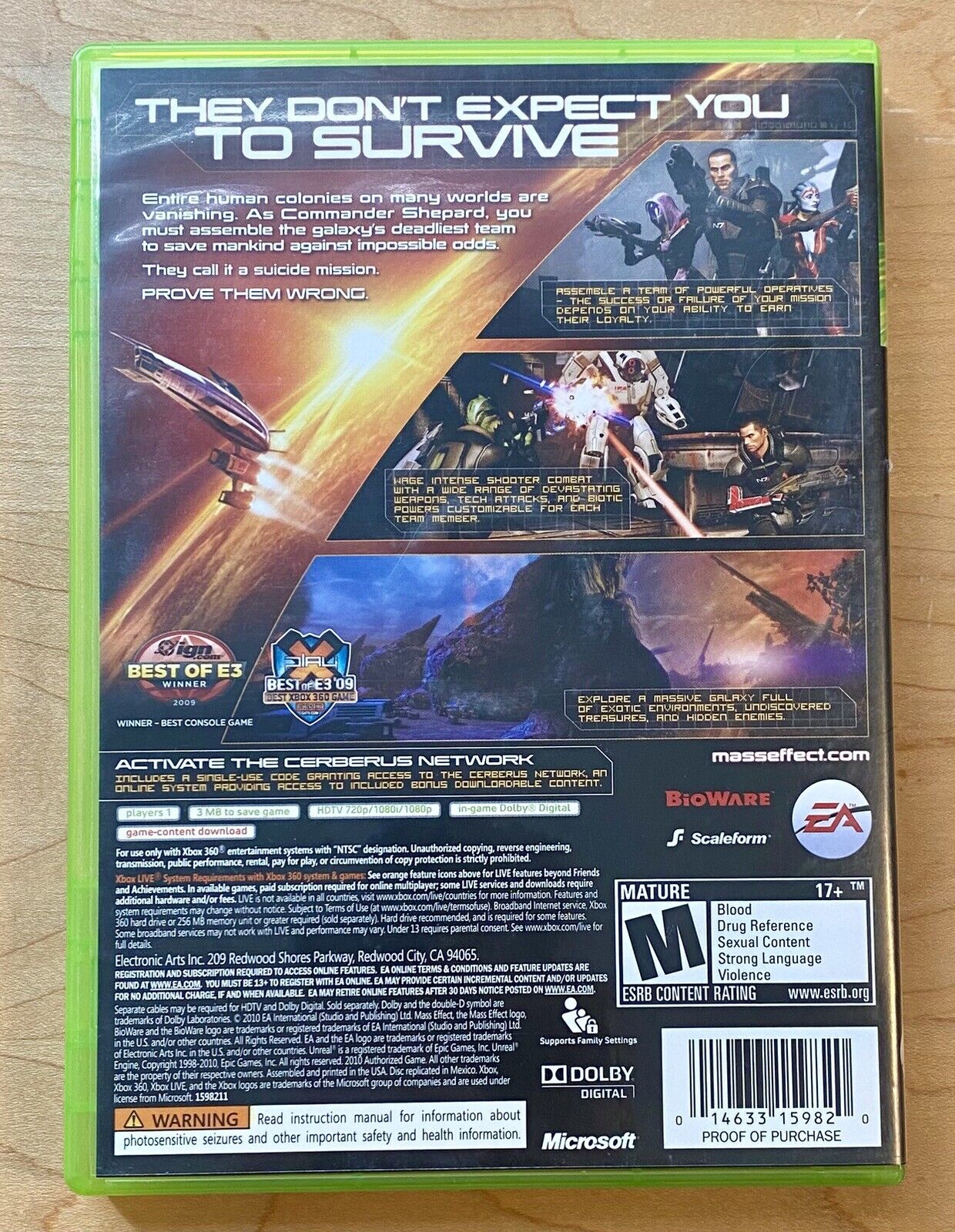 Mass Effect 1 & 2 (Microsoft Xbox 360, 2007 & 2010) Authentic & Tested
