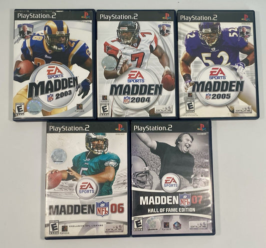 PS2 Sony PlayStation 2 Game Lot Bundle (5) Madden 03 04 05 06 07 All CIB & Work
