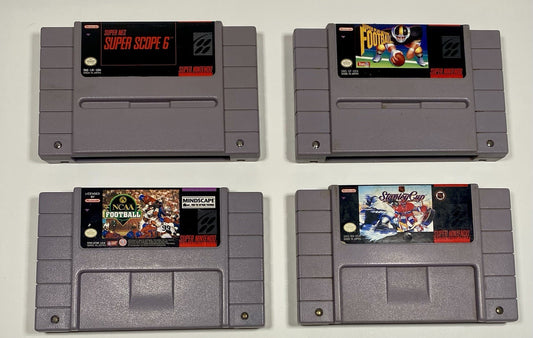 Super Nintendo SNES Bundle Lot Of 4 Games Super Scope 6, NCAA Football, NHL