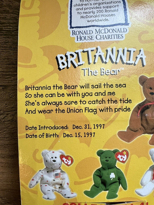 Ty McDonald’s Beanie Babies 1999 Britannia The Bear - Rare with Tag Errors!