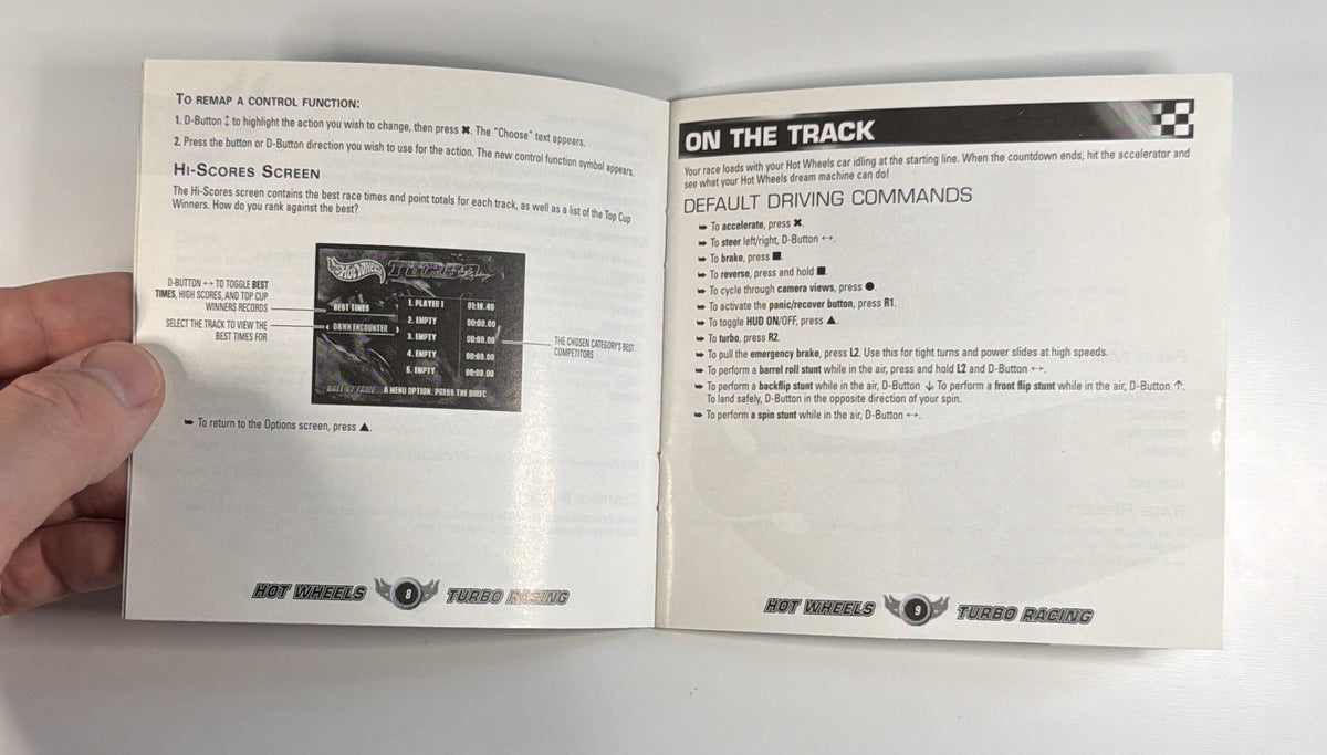 Hot Wheels Turbo Racing PS1 Sony PlayStation 1 Manual & Reg Card Only