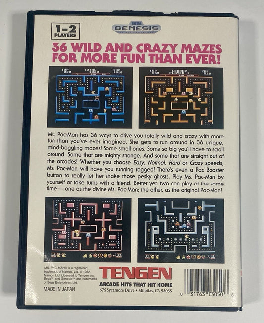 MS. Pac-Man (Sega Genesis, 1991) CIB W Manual & Reg Card, Authentic, Tested